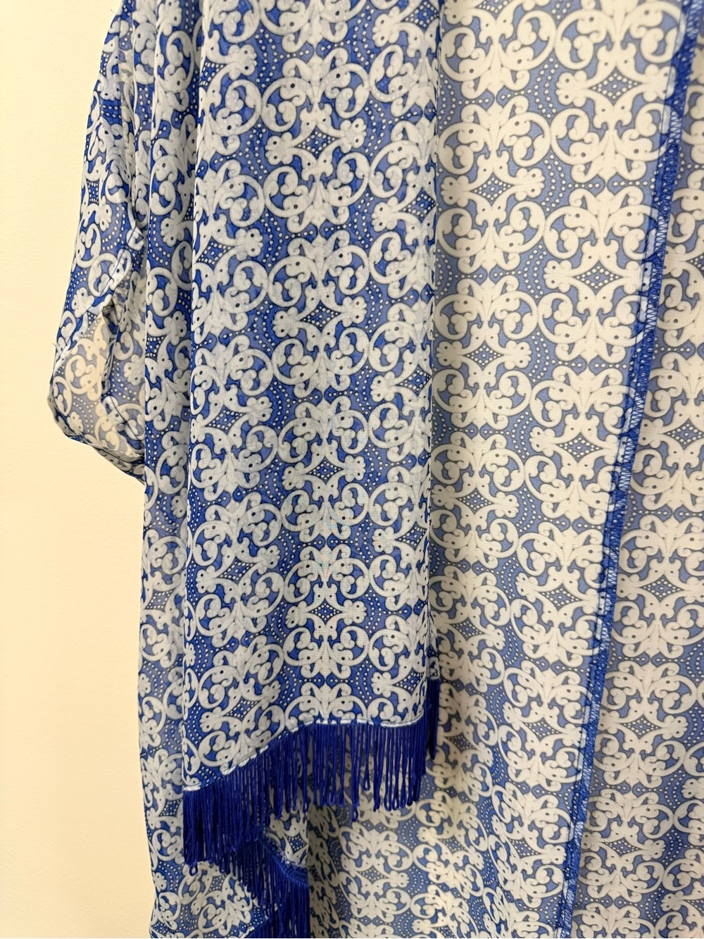 Cato Girls Blue and White Paisley Print Kimono - Picture 2 of 6